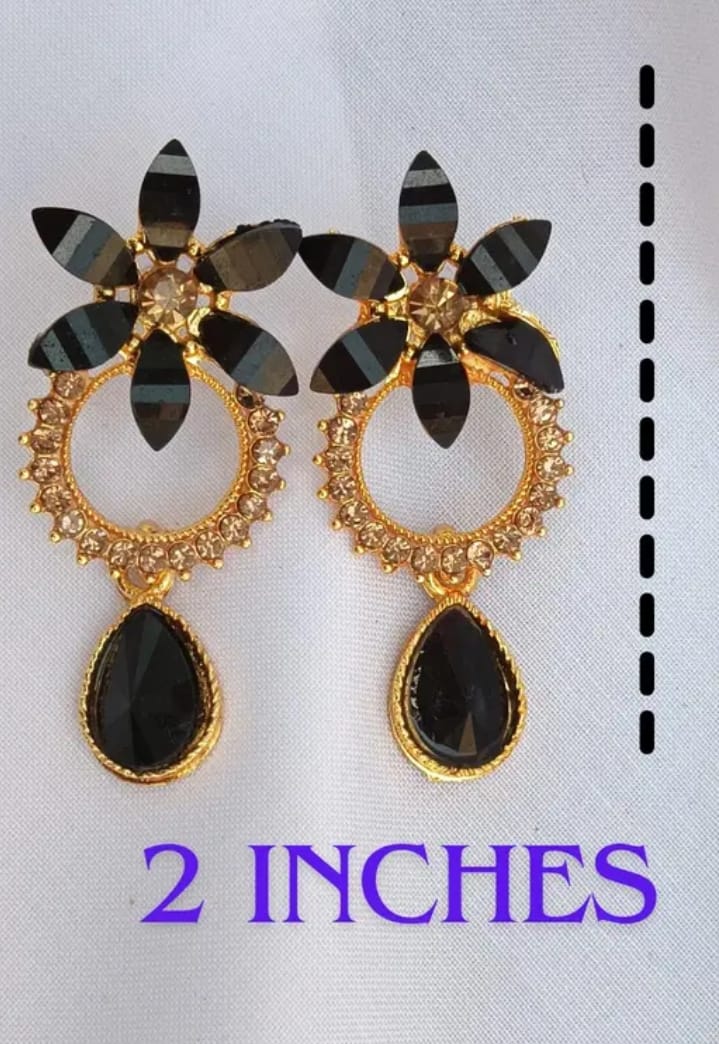 Lightweight Gold & Black Drop Earring