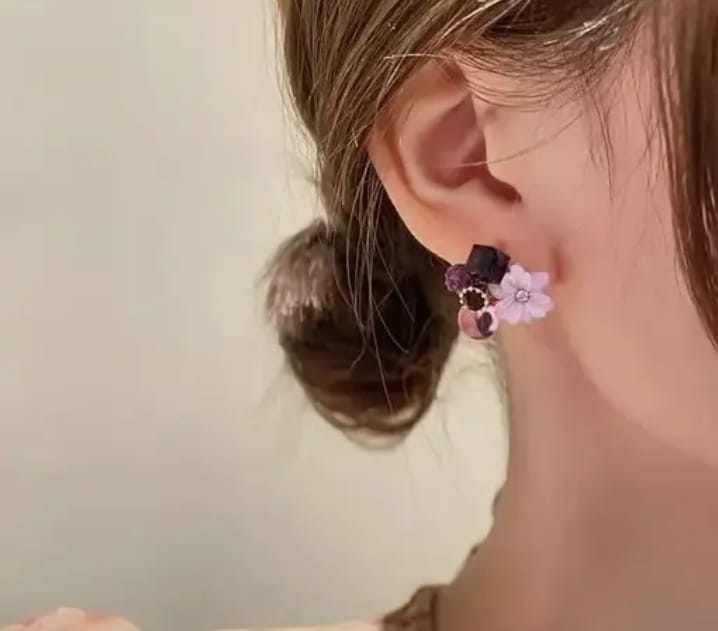 Purple Korean Earrings
