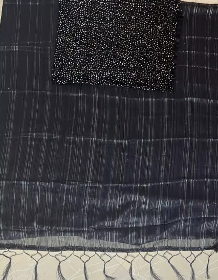 Marble Georgette Party Wear Saree with Separate Shiny Blouse