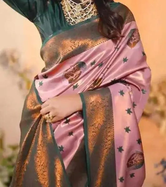 Rose Pink Banarasi Silk Saree