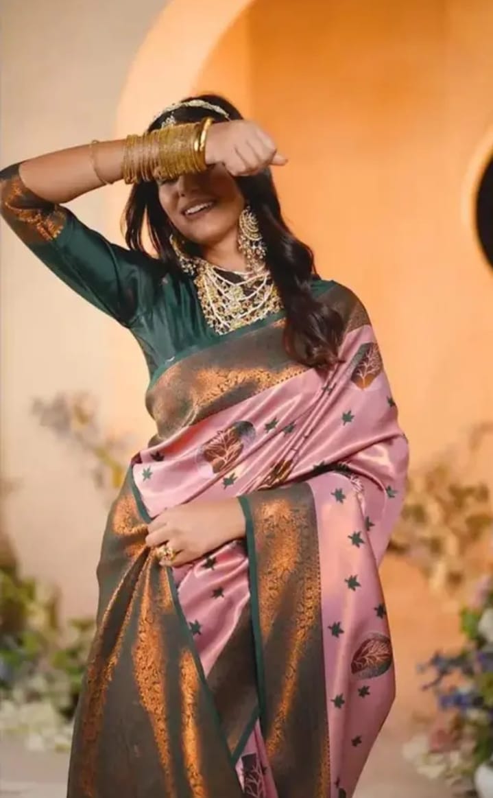 Rose Pink Banarasi Silk Saree