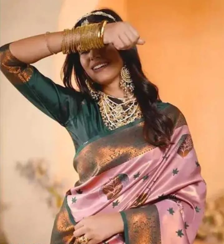 Rose Pink Banarasi Silk Saree