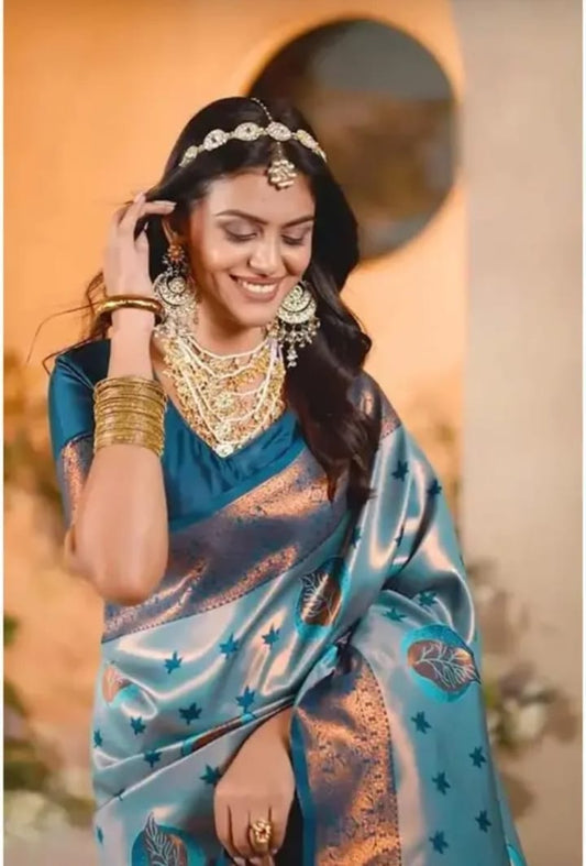 Blue Banarasi Silk Saree