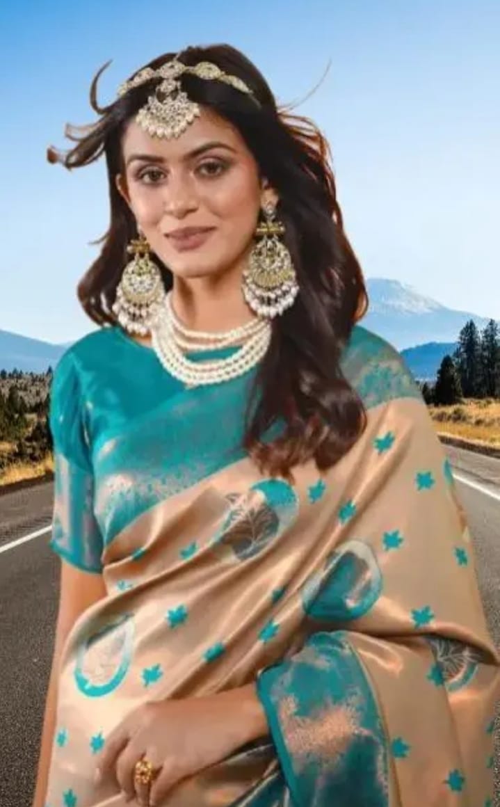 Beige Banarasi Silk Saree