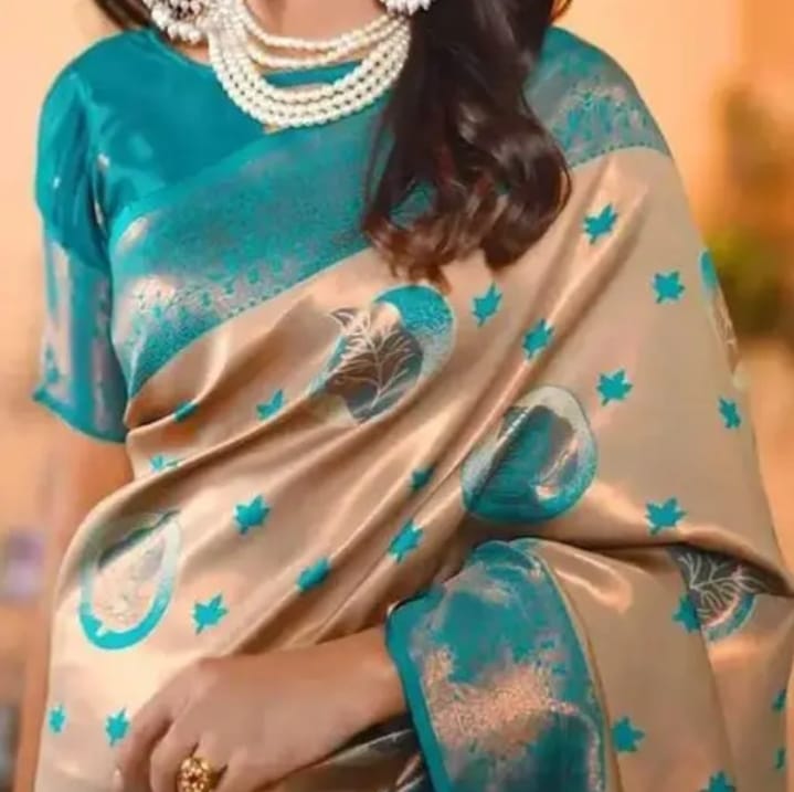 Beige Banarasi Silk Saree