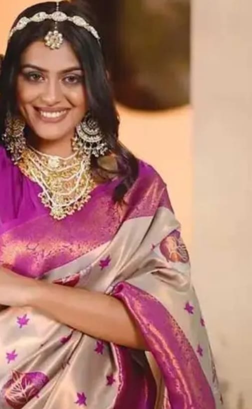 Cream Banarasi Silk Saree