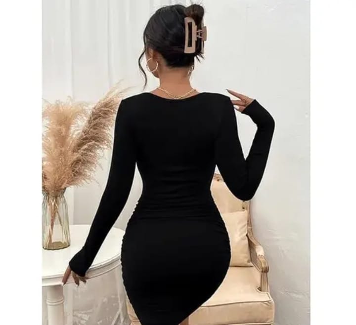 Midnight Charm Ruched Bodycon Dress