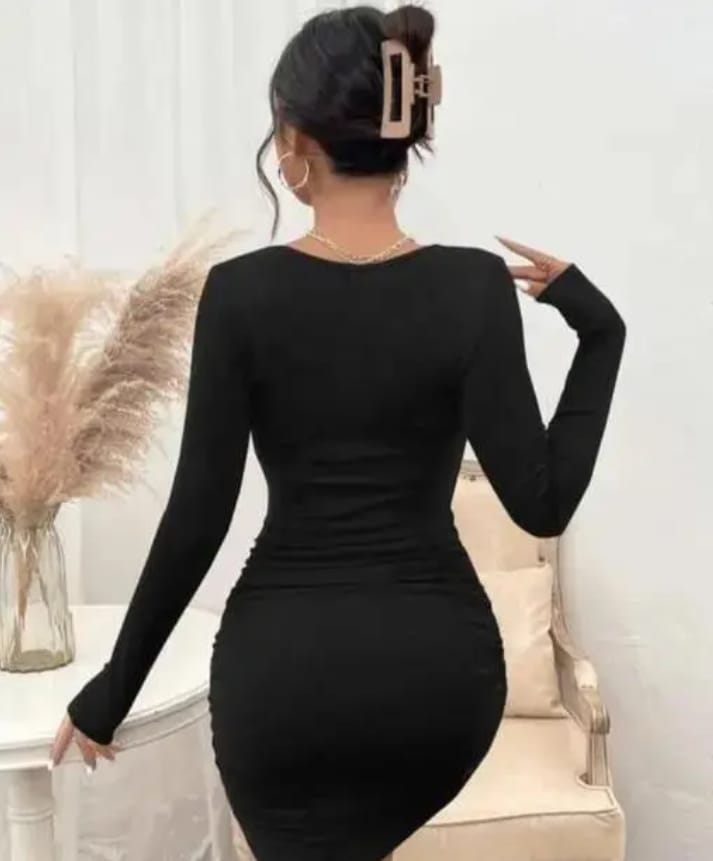 Midnight Charm Ruched Bodycon Dress