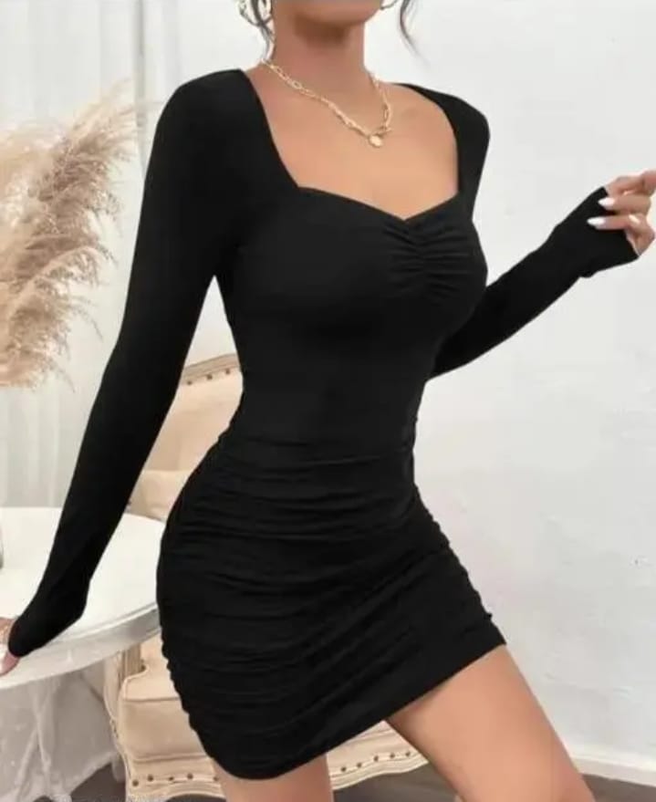 Midnight Charm Ruched Bodycon Dress