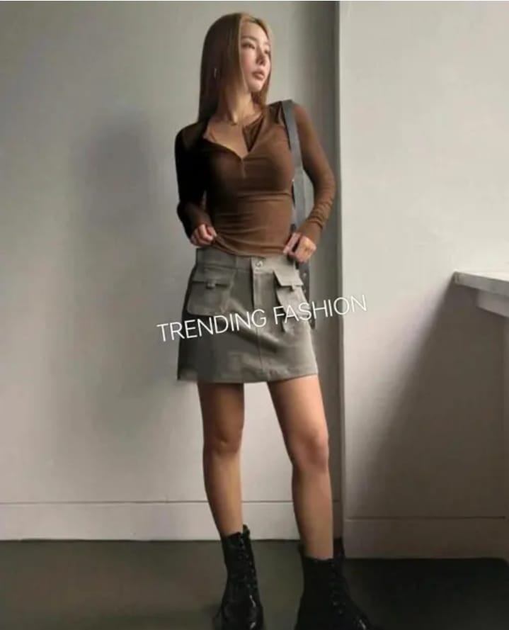 Mocha Ribbed Slim-Fit Top