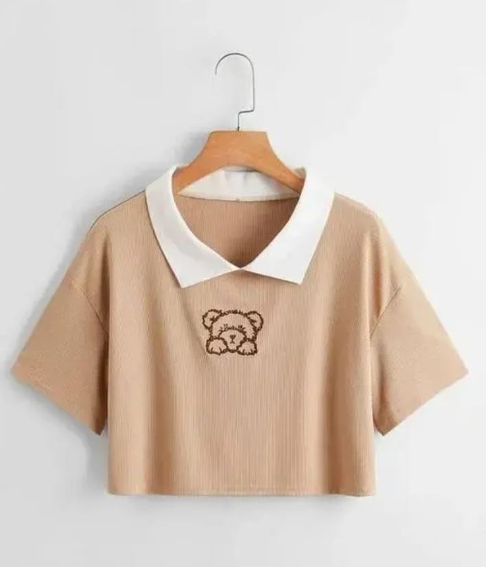 Teddy Collar Crop Top