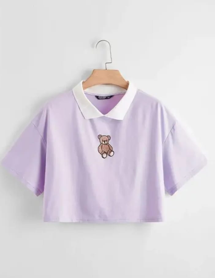 Teddy Collar Crop Top