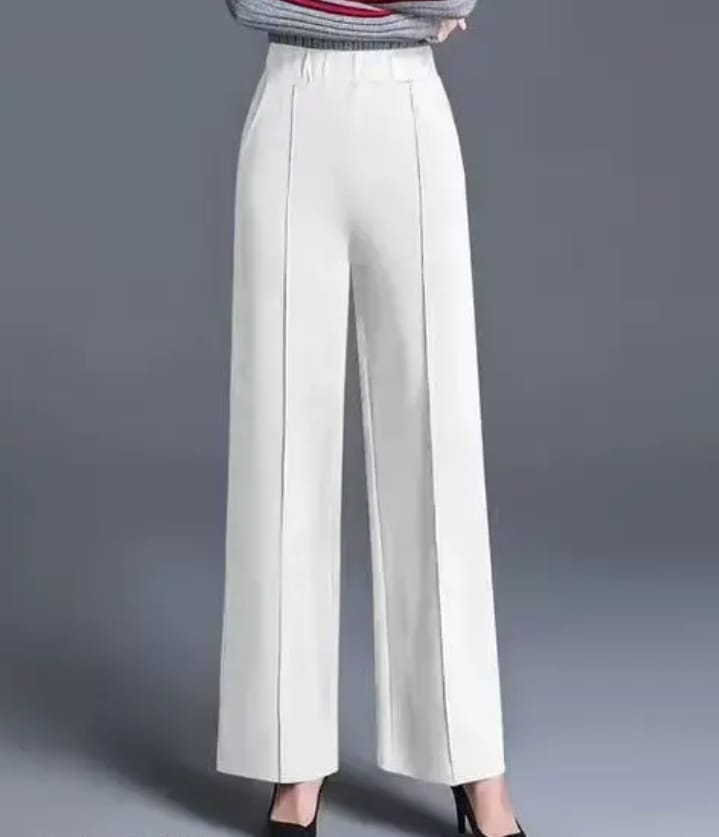White Trendy Retro Women’s Trousers