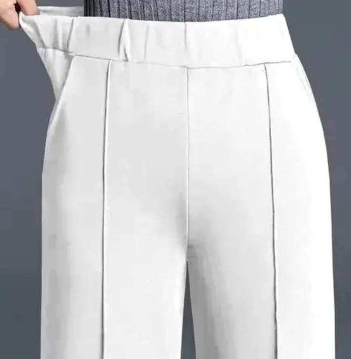 White Trendy Retro Women’s Trousers