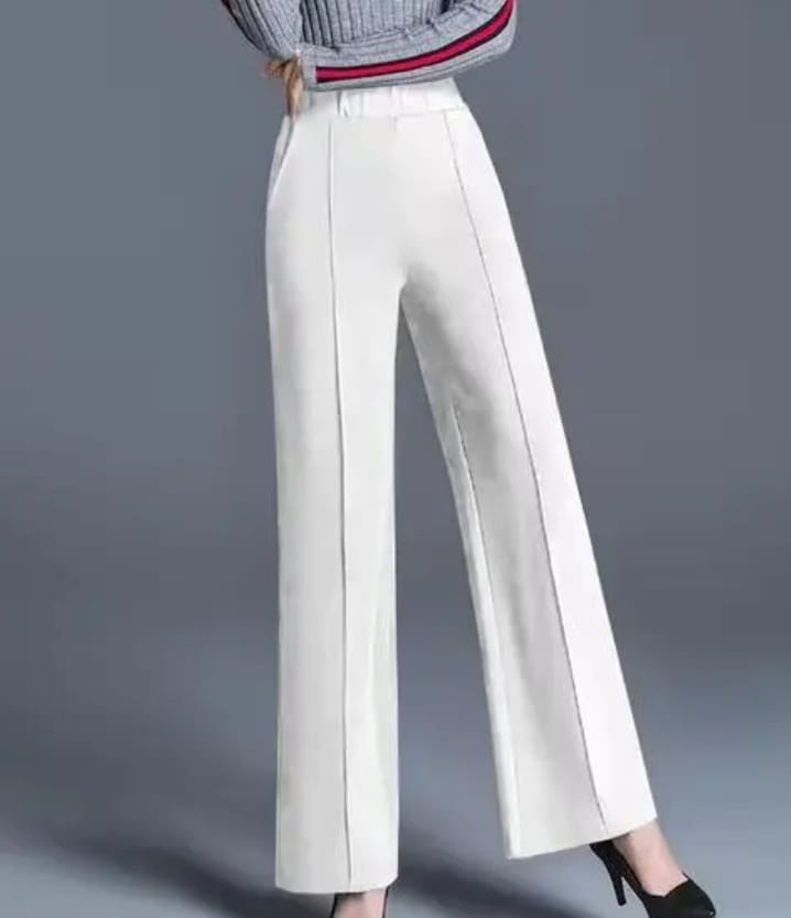 White Trendy Retro Women’s Trousers