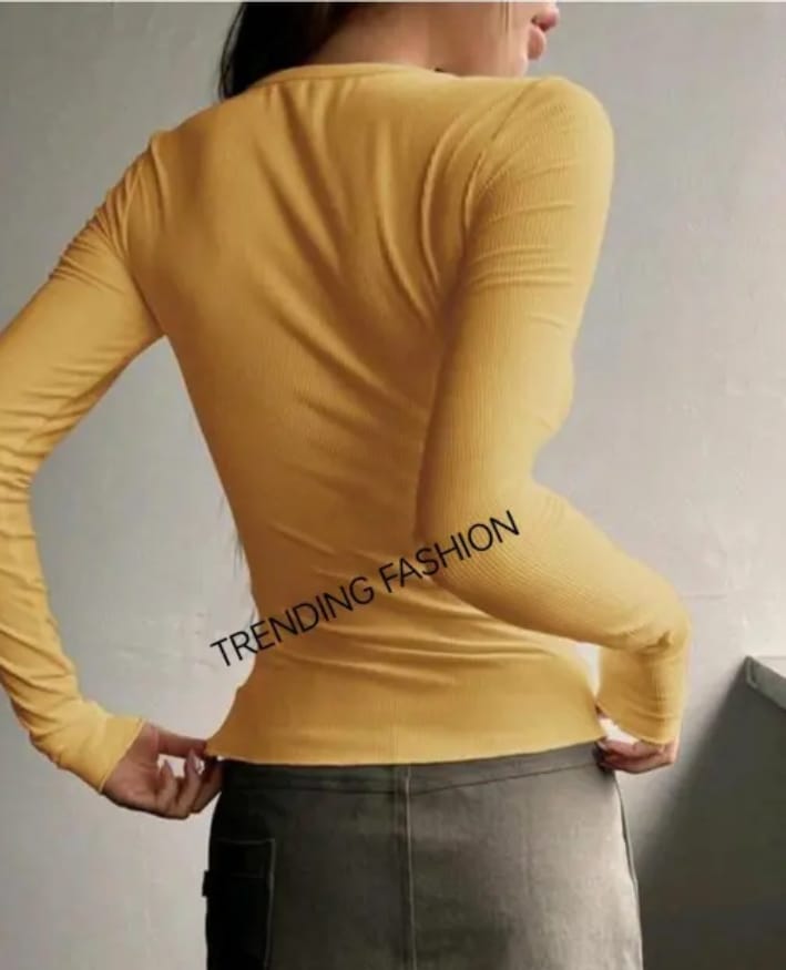 Mocha Ribbed Slim-Fit Top